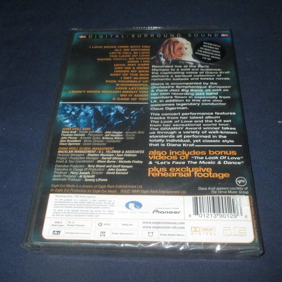 Diana Krall - Live in Paris (DVD, Eagle Eye Media / Pioneer, 2002) (unopened) - Picture 2 of 3